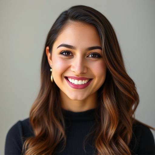 Headshot of Isabella Rodriguez, Musical Theatre Instructor, enthusiastically smiling at the camera.