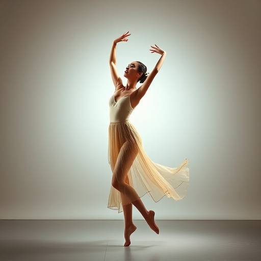 Sarah Chen practicing a dance routine in a studio, demonstrating grace and flexibility.