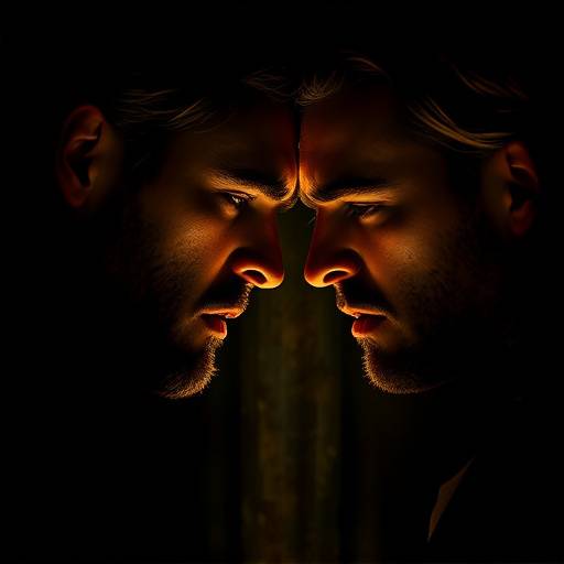 Two actors intensely engaged in a dramatic scene study, practicing emotional depth and connection.